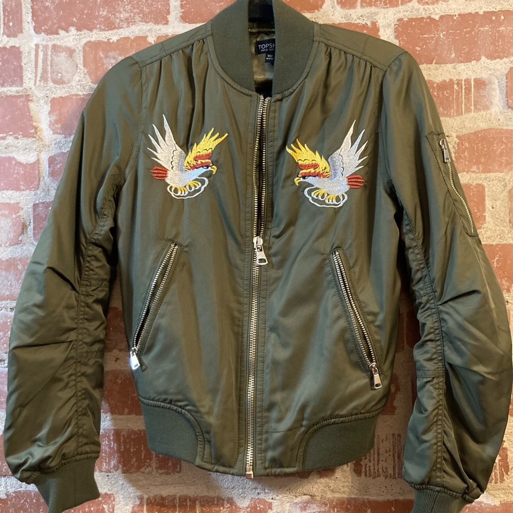 Topshop Embroidered Bomber Jacket 4/S